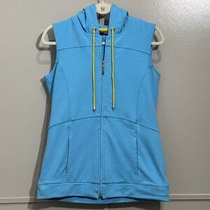Susan Graver Weekend Hooded Zip Front Blue Vest Women's Size XS